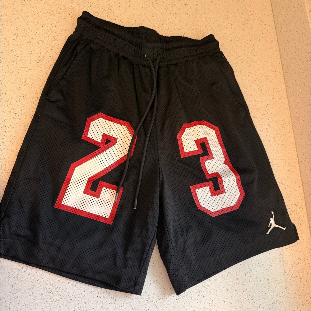 Jordan Black Athletic Shorts with Red and White Number